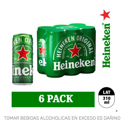 Cerveza HEINEKEN Lata 310ml Pack 6 uni