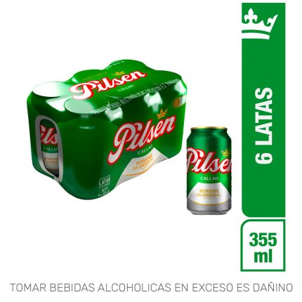 Cerveza PILSEN Lata 355ml Pack de 6 uni