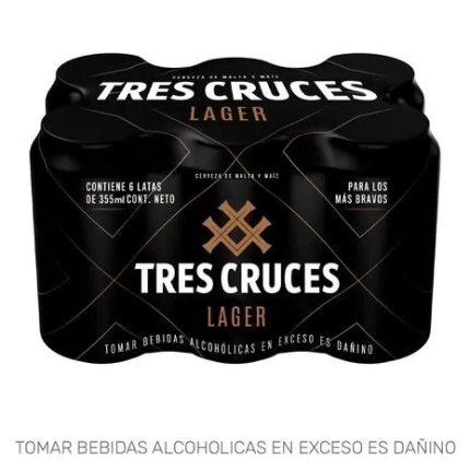 Cerveza TRES CRUCES Lager Lata 355ml Pack de 6 uni