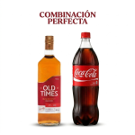 Whisky OLD TIMES Red Botella 750ml + Gaseosa COCA COLA Sabor Original Botella 1.5L