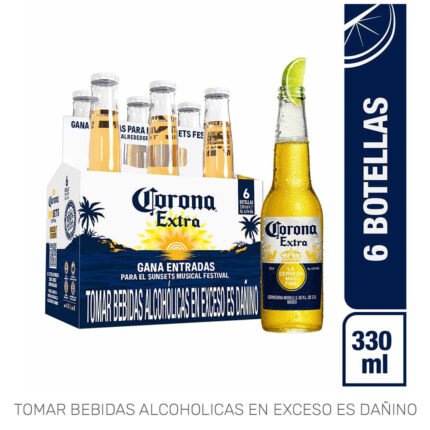 Cerveza CORONA Extra Botella 330ml Pack 6 uni