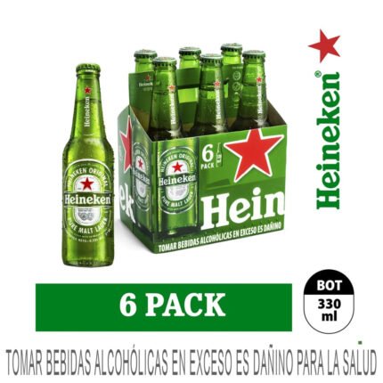 Cerveza HEINEKEN Botella 330ml Pack 6 uni
