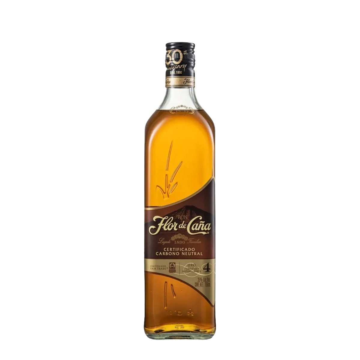 Ron FLOR DE CAÑA ORO 4 años Botella 750ml Ron FLOR DE CAÑA ORO 4 años Botella 750ml - Imagen 1