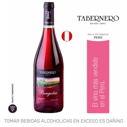 Vino Tinto TABERNERO Borgoña Semi Seco Botella 750ml
